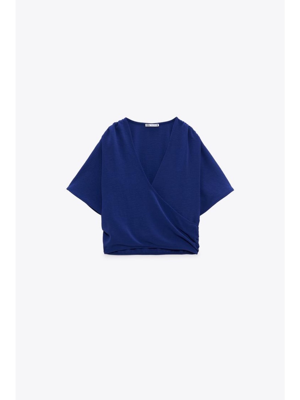Zara Royal Blue Wrap-Front Short Sleeve Blouse and Pant set